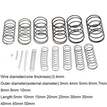 인장스프링 스텐인장스프링 금형 10PCS 0.4*3 4 5 6 7 8 9 10mm * 5-50mm 스프링 스틸 소형 압축 릴리스 기계식 리턴 압력 OD 3mm 4mm, 0.4mm, 25mm