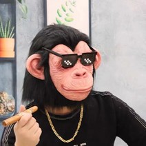 사은품증정 그린피쉬 조랑말 가면 고릴라 탈 엽기 얼굴 동물 마스크 시가 선글라스 금목걸이, L. 고릴라 (선글라스+시가+금목걸이)