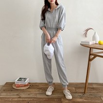 [코지23] 여자 일상 캐주얼 트레이닝 조거 크롭 후드 점프수트