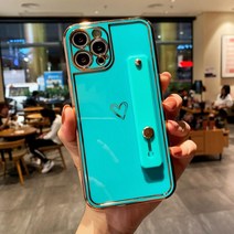 아이폰 13 12 11 프로 최대 플러스 준비 Stock6D 사진 프레임 전기 도금 사랑 + 손목 밴드 휴대 전화 케이스