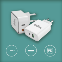 [36w2포트충전기usb] 델브 USB-C PD 충전 퀵차지 3.0 듀얼 초고속 충전기 2포트 18W 36W, 999개