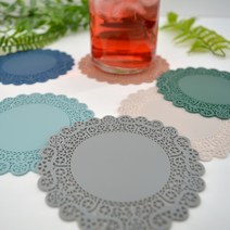 스튜디오제이 레이스 실리콘 코스터-색상선택 인스타 갬성 차받침대 100mm x 100mm 실리콘 차받침대 티 코스터, 그레이