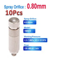 고압분사기 고압 스프레이 노즐 드라이 포그 미스트 마이크로 세라믹 코어 가습 냉각용 니켈 도금 황동, 09 Spray Orifice 0.80mm