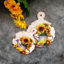 해바라기 도자기 냄비받침 대 소 풍수 지리 주방 인테리어 소품