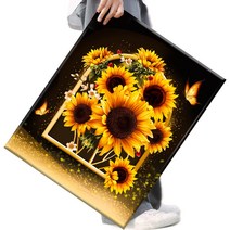 FASEN 액자 보석십자수 캔버스형 DIY 키트 40 x 50 cm, 1세트, FAN39.해바라기 부케