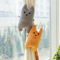 디엠_글로벌마켓1029동물 커튼 타이백 커텐 장식 인형_고양이 그레이 아이방커튼 커텐인테리어 커튼장식 커튼끈 자녀방인테리어시월애_마켓1092, ■민일■