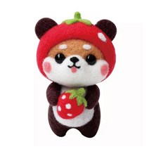 펫돌 양모펠트 DIY KIT 딸기곰 시바 니들펠트 패키지 세트
