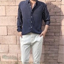 셀러허브 패션 [] 남자 데일리 스트라이프 핏좋은 바다패션 남친룩 셔츠