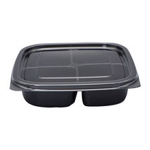 사각찬용기 150-4칸(검정) 50개 찬용기 반찬용기 도시락용기 일회용기 포장용기, 1개입