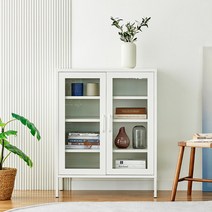 모던하우스 강남점 가구 데일리 철재 유리도어 다용도 수납장 W800(크림화이트) CF0523001, 화이트
