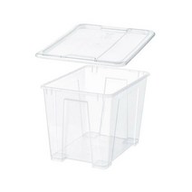 이케아 SAMLA 삼라 수납함+뚜껑 투명 39x28x28cm/22 L/수납함/정리함, 선택완료, 투명_901.809.40_set