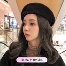 페도라 모자 가발 모자 여성 가을 겨울 스타일 인터넷 연예인 새로운 베레모 올인원 패션 트렌드 모직 짧은 곱슬 머리 다용도 머리 모자, 하나의 크기는 모두 맞는, D.검은 모자 (차가운 갈색) 헤어 딜리버리 사이트