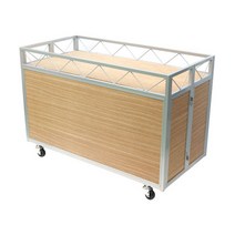 [국내산] 신형매대 SM-204 / 오크 / 접이식 / 미닫이문기본장착, 전면+측면, 3자[W900*D600*H820]