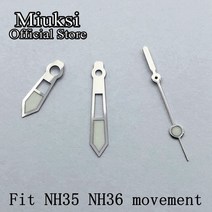 벽시계수리 Miuksi 실버 블루 시계 손 녹색 빛나는 손에 맞게 NH35 NH36 ETA 2824 2836 Miyota 8205 8215 821A Mingzhu 2813 3804