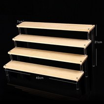 나무사다리 2/3/4/5 레이어 스탠드 핸디 빌딩 블록 장난감 모델 사다리 선반 인형 손 사무실 화장품 아크릴, 40 4 Layer 40x7cm Wood