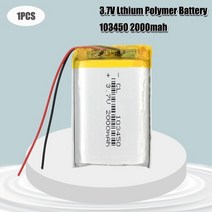 3.7v 2000mah 103450 리포 폴리머 리튬 충전식 배터리 gps 내비게이터 mp5 gps 블루투스 스피커 헤드셋 전자 책 카메라, 1개