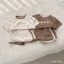 여름 유아 아동 키즈 베이비 남아 여아 곰돌이 반팔 티셔츠 반바지 상하세트 국내제작 고급원단 어린이집 등원룩 등원복 남매룩 형제룩 쌍둥이룩 자매룩 커플룩 여름옷 상하복 세트