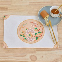 보조책상 폭좁은책상 면과 리넨 플레이스 매트 중국 스타일 식탁 직사각형 단면 패턴 서양 음식 그릇 컵 받, 02 YELLOW_01 30X46CM
