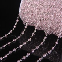 구슬 보석 만들기 핑크 쿼츠 유리면 처리된 론델 비드 묵주 체인 5m 3x4mm 용품 실버 도금 와이어 포장 목걸이 쥬얼리