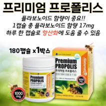 뉴질랜드 프리미엄 프로폴리스 1000mg x 180캡슐 항산화 작용에 도움 플라보노이드 함량 17mg, 1박스