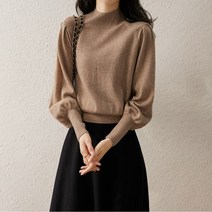 스타일아유 가을 겨울 따뜻한 터틀넥 비숍 소매 니트 이너 티셔츠 캐주얼