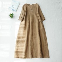 여성 린넨 원피스 브이넥 오버핏 a라인 캐주얼 여자 봄 여름 가을 반팔 롱원피스 linen dress women XK0129