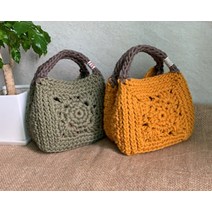 [DIY패키지]아이코드 핸들 모티브 토트백 가방뜨기 메이플라이크, 카키(사용색상), 연분홍, 컬러