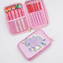 프롬아떼 강남필통 유니콘 알파카 스팽글 거울 파우치 하드필통 여아 입체 다꾸보관 멀티 수납 필통, 핑크 유니콘 거울[대]