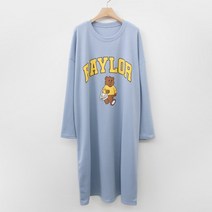퍼니걸스 5466 데일리 라운드 곰 프린팅 롱 원피스 여성의류
