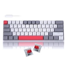 Camiysn 60% 기계식 게이밍 키보드 블랙 및 그레이 혼합 색상 키캡 블루 스위치 탈착식 타입 C 케이블 미니 파우더 라이트 포함 윈도우/맥/PC/노트북용, grey&white with hot swappable