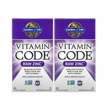 가든오브라이프 비타민 코드 로우 아연 비건 캡슐 60개입 [2통] Vitamin Code RAW Zinc