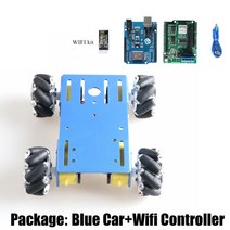 취미 앱/PS2 제어 스마트 자동차 섀시 60MM 메카넘 휠 RC 로봇 바퀴 탱크 키트 아두이노 DIY 세트 MC101 용, [07] Blue wifi