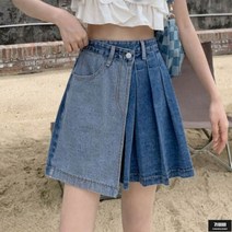 가바바 여성 빅사이즈 미니스커트 배색컬러 포인트 반 플리츠 A라인미니스커트 5XL까지 G68254