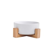 고양이 정수기 급수기 강아지 음수대 식수대 나무 받침대가 있는 세라믹 개 먹이 큰, 18.white with Stand - L 850ML
