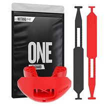 Nxtrnd One Football Mouth Guard Mouth Guard Football Football Mouthpiece Football Mouth Guard Youth Kids & Adults 2개의 스트랩 포함 교정기(빨간색)와 호환 가능, Navy Blue