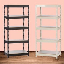 5단 다용도 앵글 선반 가로 900 깊이 400 높이 2000 철제 무볼트 경량랙, 피피랙_5단_900x400x2000_블랙