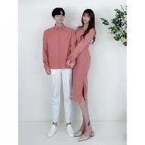 커플 시밀러룩 러블리 핑크 베이직 롱 원피스 세미오버핏 셔츠 데이트룩 신혼여행룩 웨딩촬영