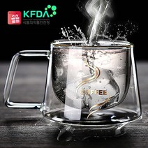 mug cup FQ391 200ml 예쁜커피잔 내열 이중유리컵 홈카페유리컵, 투명