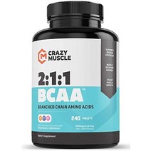 영양제 분지쇄 아미노산의 완벽한 2:1:1 비율의 크레이지 머슬 bcaa 알약 - 크레이지 머슬의 알약당 bcaas 1000mg캡슐보다 우수함 - 120정, 240개1팩