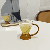 내열유리 티팟 찻잔 세트 손잡이 머그컵 3color, 찻잔1-엠버