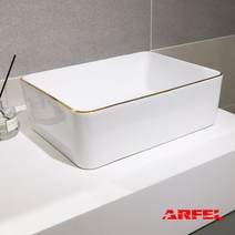 ARFEL 아르펠 도기 사각 블랙테두리 탑볼세면기 H-263B, 골드263B-c32, 멍폽업+직관트랩