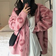 신스엔스 여성 레오파드 니트 가디건 데일리