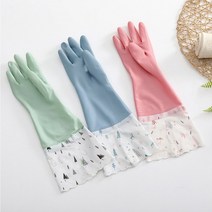 [주문폭주]PVC 라텍스 기모 고무장갑 3개 묶음 기모덧댐 미끄럼방지, 색상_C 그린 3개