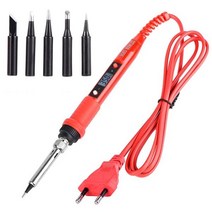 JCD-납땜 인두 키트 온도 조절 가능 220V 80W LCD 납땜 용접 도구 세라믹 히터 팁 제거 펌프, 80W 110V, Gray, EU