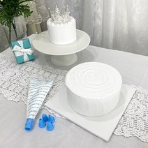 크림 클레이 케이크 모형 만들기 DIY 세트 브라이덜샤워 백일 환갑 파티 소품, 스티로폼(18x8)+크림클레이(50g)+케이크판