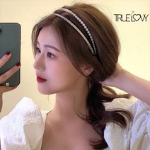 트루러비 라릴 복고풍 프레스 패션 레트로 앤틱 큐빅 진주 명품 도트 눈에뛰는 시선집중 유행 트위드 머리띠 헤어밴드