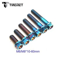 Tiremet 티타늄 볼트 플랜지 육각 머리 나사 M6 M8x10- 60 mm 적합 바이크 오토바이 스쿠터 패스너 엔진 커버 자전거 자동차, [03] Burnt Blue, [01] M8, [11] 60mm
