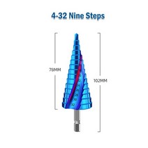 저렴한 Step Drill Bit Straight/Spiral Groove 1/4'' Hex Shank Hole Opener For Deburring Chamf, 06 4 32mm Spiral groove
