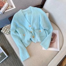 제니 숄더 포인트 솔로지옥 보카시 옷 크롭 날개사 가디건 퍼 볼레로 니트 신도시룩 태연 뉴진스 V넥 의상