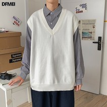 DFMEI.니트 나시 엣지 하라주쿠 이너 나시 브이넥 민소매 니트 베스트